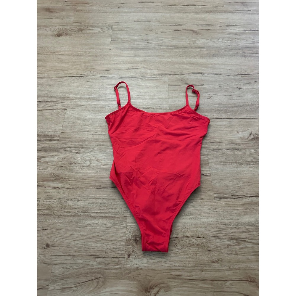 Andie Swim Red One Piece Swimsuit Adjustable Straps Scoop Neck Size M AO026
